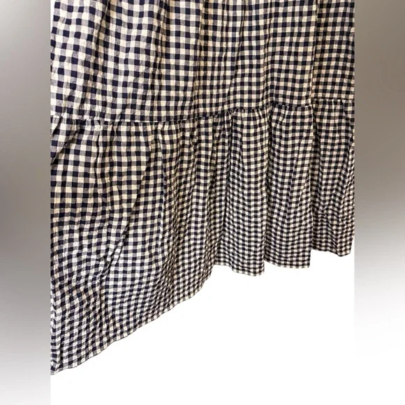 Felicite Black and White Cotton Gingham Midi Dress sz L - Picture 3 of 10